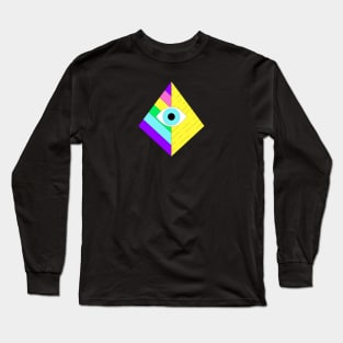 Pyramid Colorful Abstract Illuminati , Pyramid Eye Artwork Long Sleeve T-Shirt